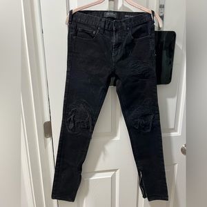 Pacsun Skinniest Black Distressed Denim Jeans Ankle Zipper